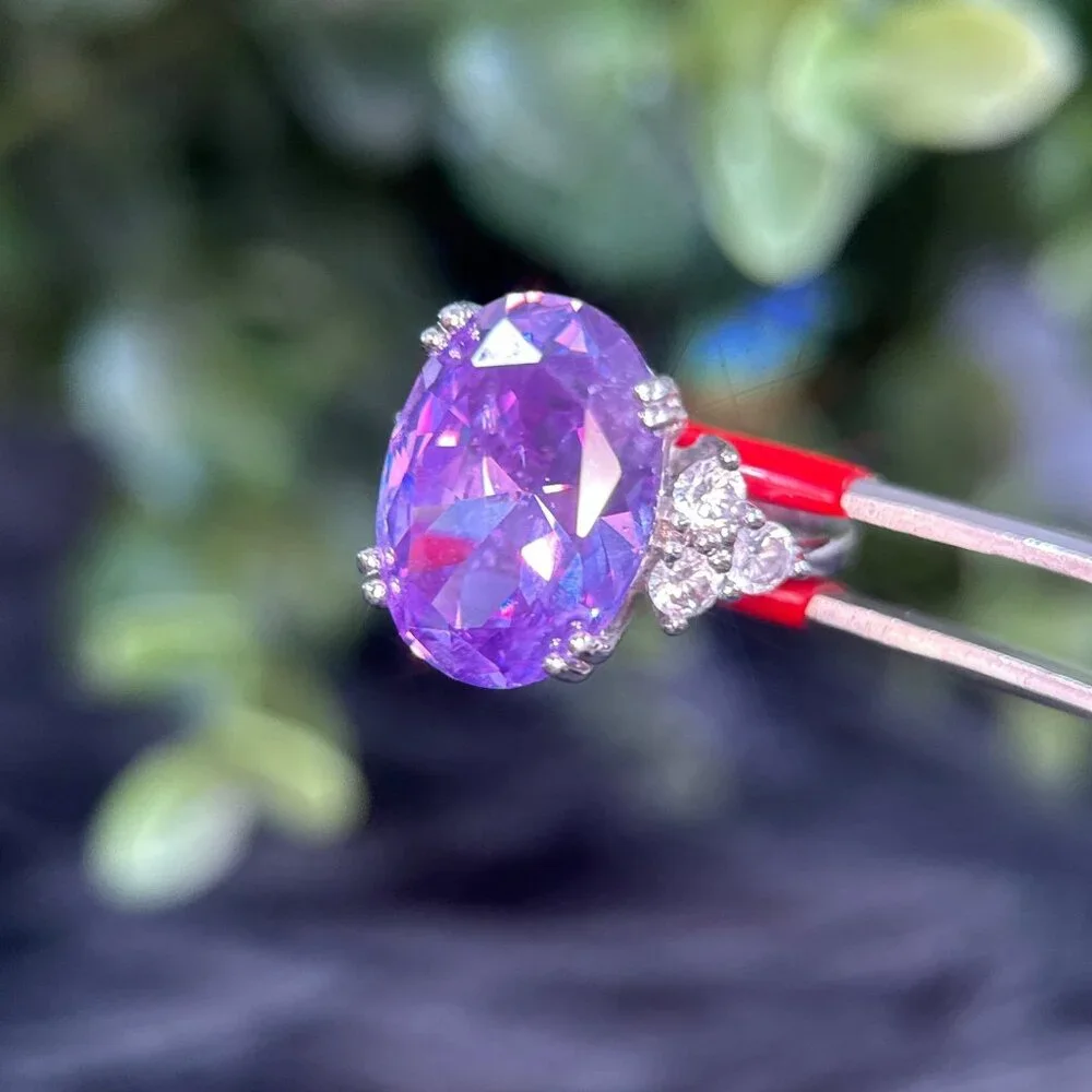 Oval‎ Shaped Amethyst Silver 925 Ring